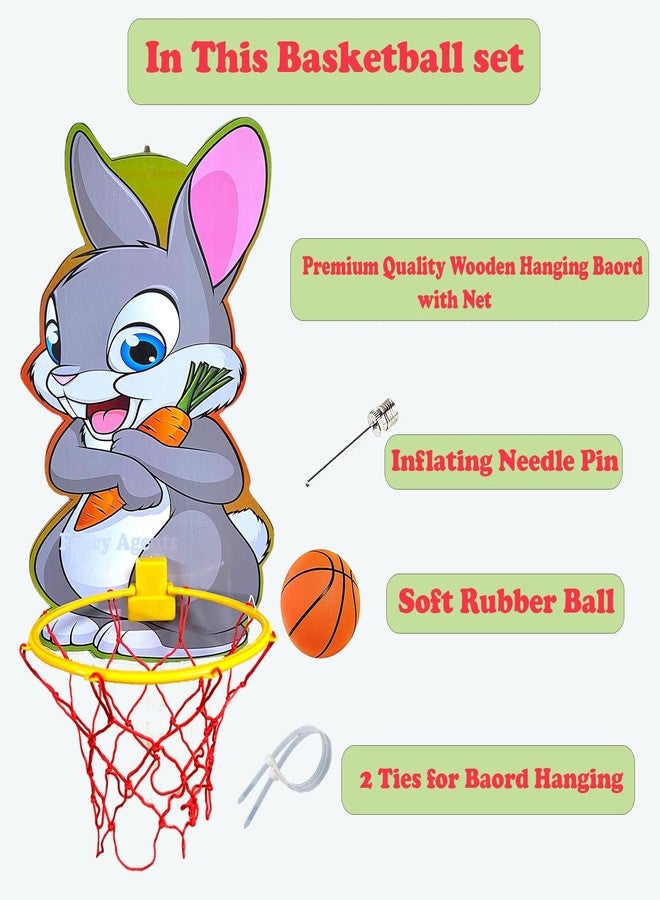 Fancy Agents Basket Ball for Kids for Boys/Girls| Basketball Portable Set with Hanging Board, Ring Net for Indoor and Outdoor Games| Birthday & Return Gift Set Standard (Rabbit Basketball Set) - Image 3